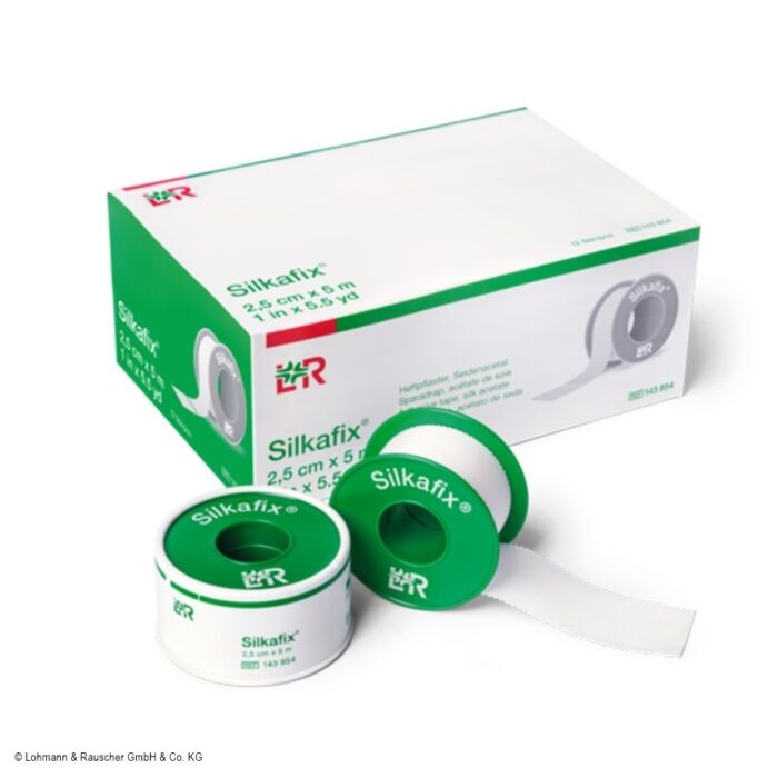 SILKAFIX Heftpflaster 2,5 cm x 9,2 m, weiß, Packung mit 12 Stück