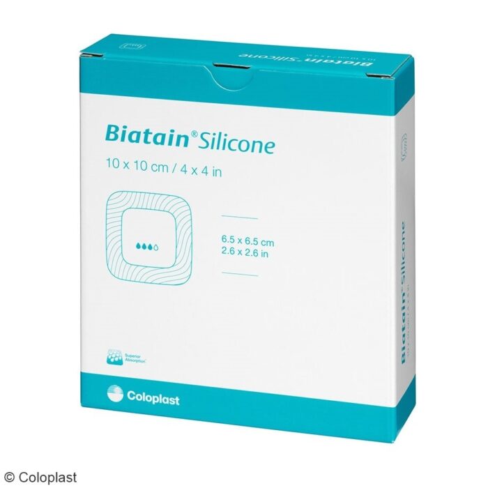 Biatain Silicone Schaumverband, sanft haftend, 10 cm x 10 cm, steril, 10 Stück