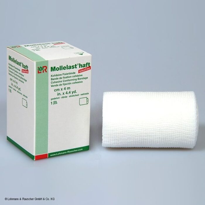 Mollelast haft Fixierbinde, latexfrei, weiß, 4 m x 8 cm, 1 Rolle