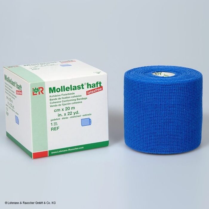 Mollelast haft Color Fixierbinde, latexfrei, blau, 20 m x 8 cm, 1 Rolle