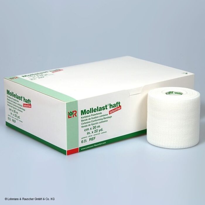 Mollelast haft Fixierbinden, latexfrei, weiß, 20 m x 6 cm, 6 Stück