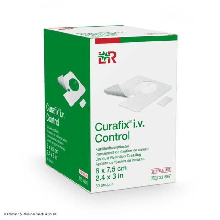 CURAFIX i.v. Control Kanülenfixierpflaster, 6 cm x 7,5 cm, 50 Stück