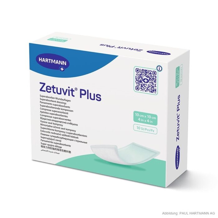 Zetuvit Plus Saugkompressen, 10 cm x 10 cm, steril, 10 Stück