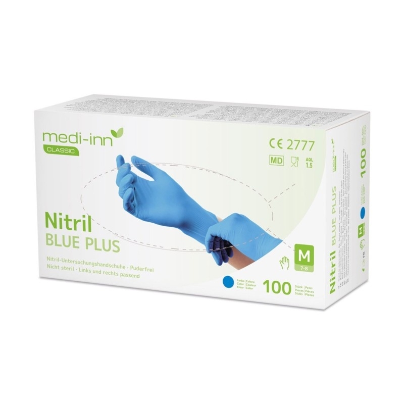 Nitril Blue Plus, Nitrilhandschuhe, puderfrei, unsteril, blau, Gr. S, 100 Stück