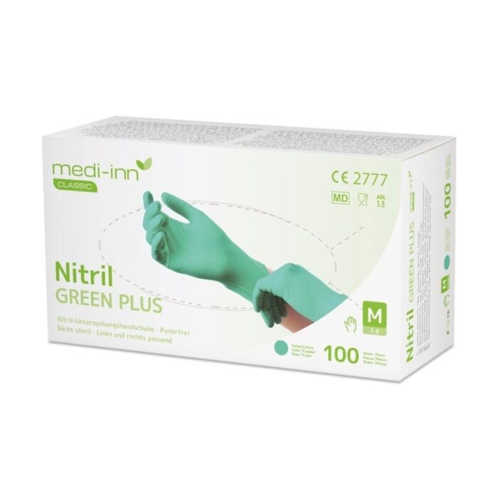 Nitril Green Plus, Nitrilhandschuhe, puderfrei, unsteril, grün, Gr. s, 100 Stück