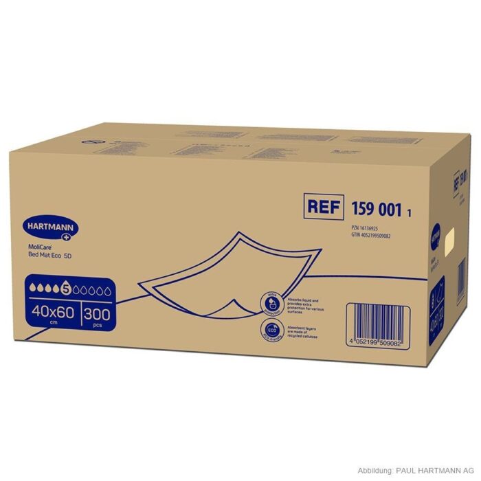 Molicare Bed Mat Eco 5 Tropfen, 40 x 60 cm, 300 Stück