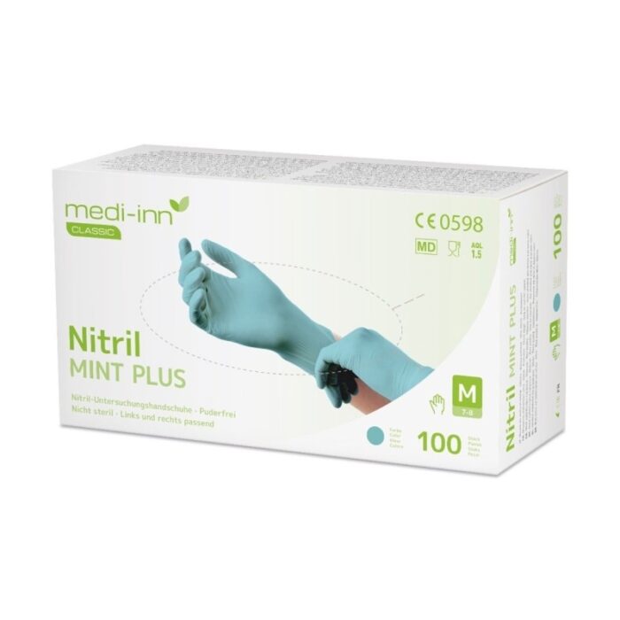 Nitril Mint Plus, Nitrilhandschuhe, puderfrei, unsteril, mint, Gr. XS, 100 Stück