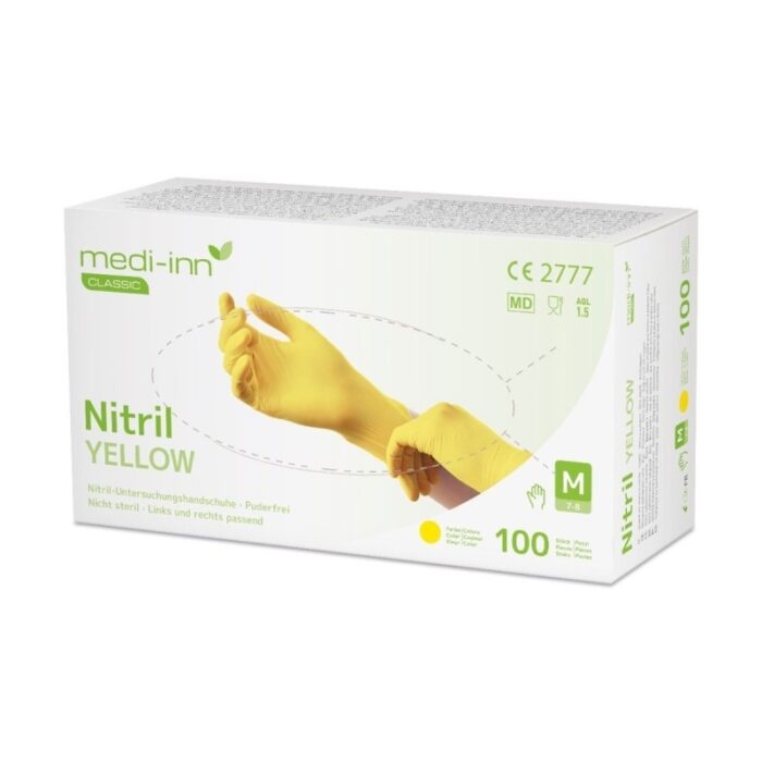 Nitril Yellow, Nitrilhandschuhe, puderfrei, unsteril, gelb, Gr. L, 100 Stück