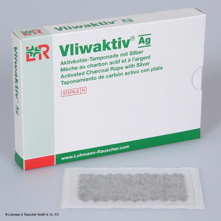 Vliwaktiv Ag Aktivkohle Tamponaden, 10 cm x 15 cm, steril, 10 Stück