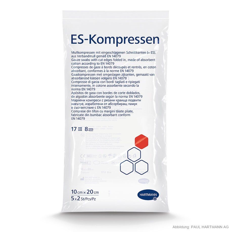 ES-Kompressen, steril, 10 cm x 20 cm, 8-fach, 5 x 2 Stück