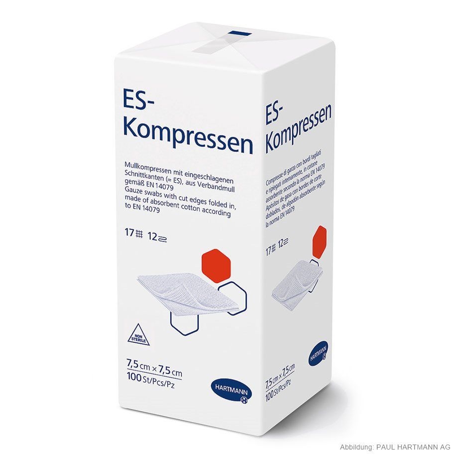 ES-Kompressen, unsteril, 7,5 cm x 7,5 cm, 12-fach, 100 Stück