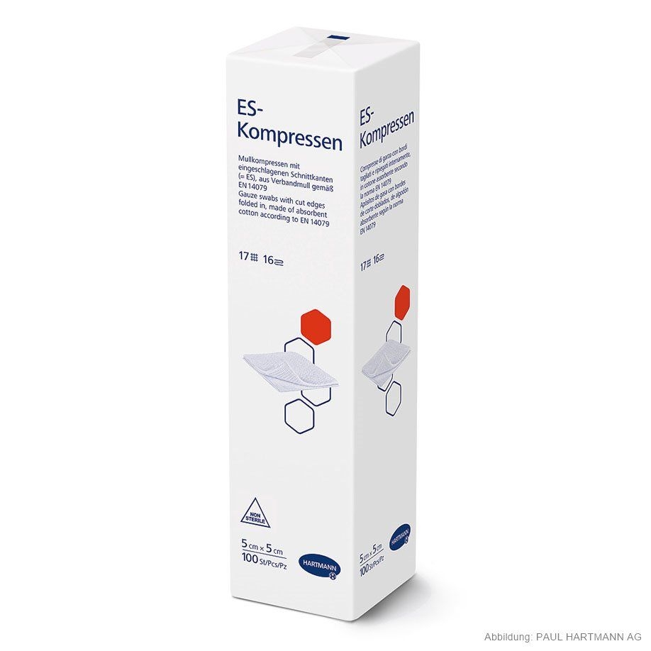 ES-Kompressen, unsteril, 5 cm x 5 cm, 16-fach, 100 Stück