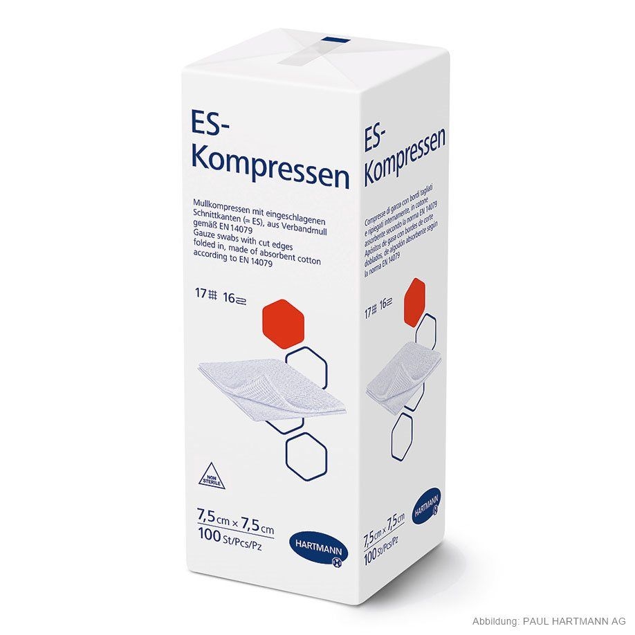 ES-Kompressen, unsteril, 7,5 cm x 7,5 cm, 16-fach, 100 Stück