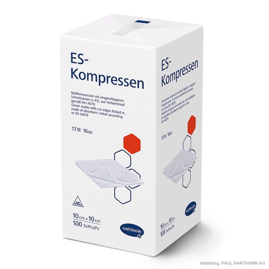 ES-Kompressen, unsteril, 10 cm x10 cm, 16-fach, 100 Stück
