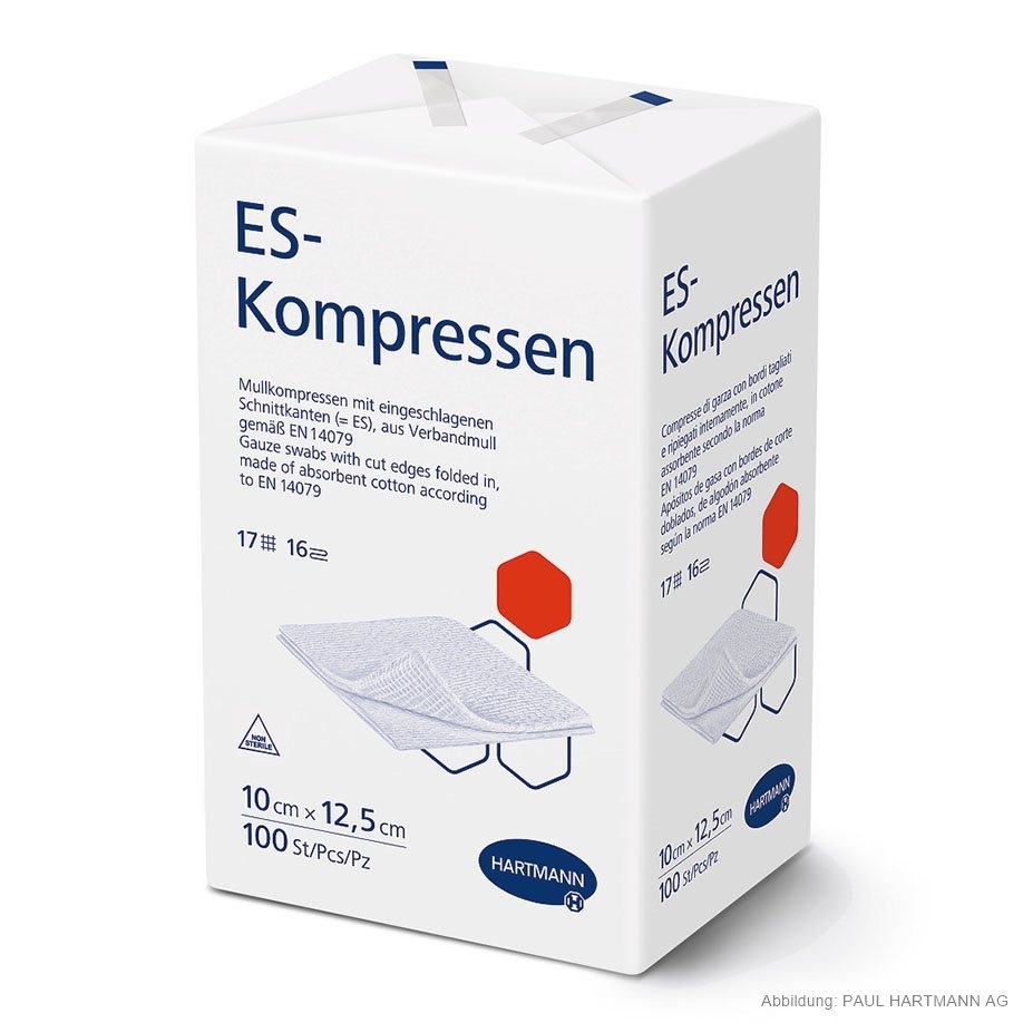 ES-Kompressen, unsteril, 10 cm x 12,5 cm, 16-fach, 100 Stück