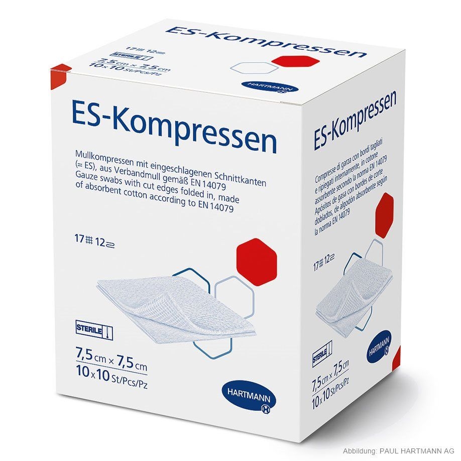 ES-Kompressen, steril, 7,5 cm x 7,5 cm, 12-fach, 10 x 10 Stück