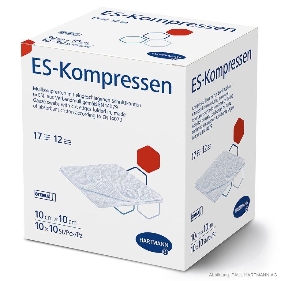 ES-Kompressen, steril, 10 cm x 10 cm, 12-fach, 10 x 10 Stück