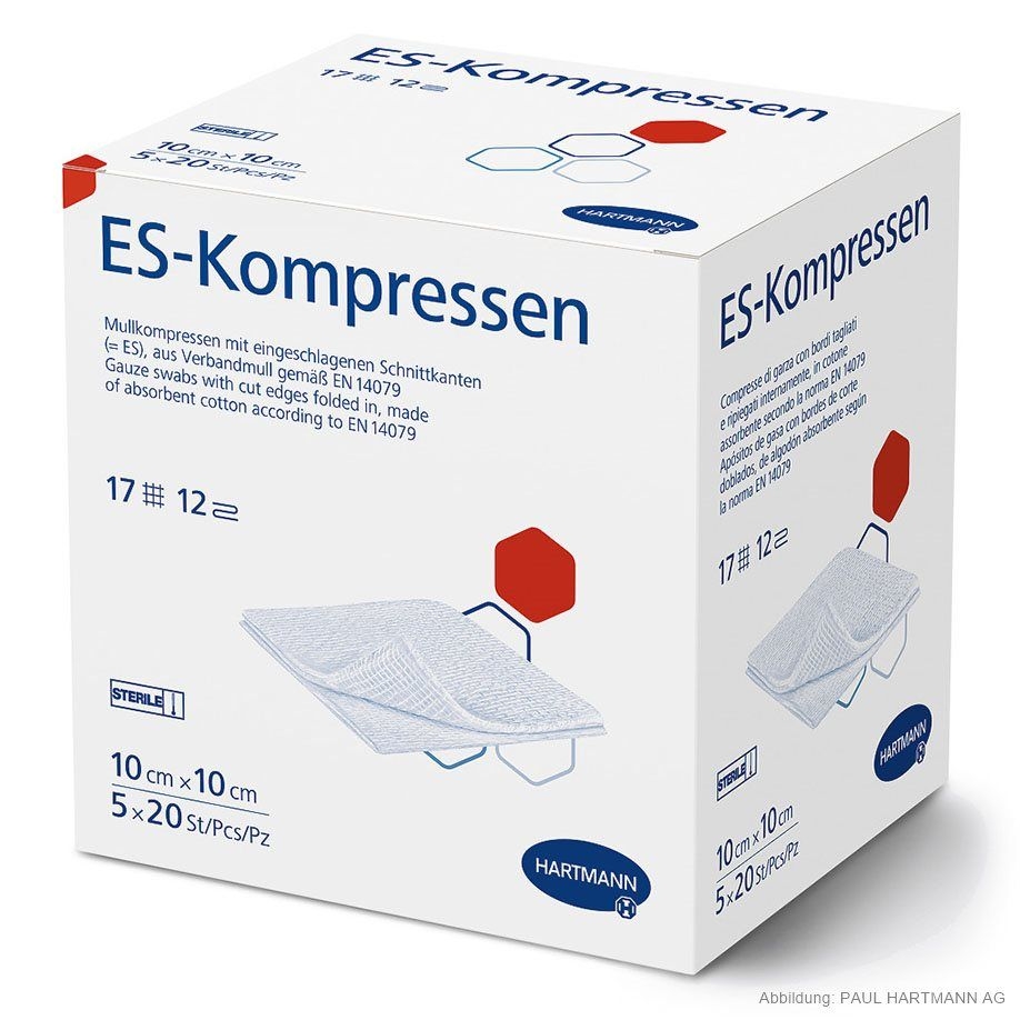 ES-Kompressen, steril, 10 cm x 10 cm, 12-fach, 5 x 20 Stück