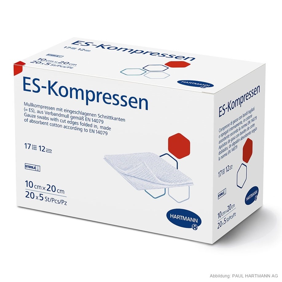 ES-Kompressen, steril, 10 cm x 20 cm, 12-fach, 20 x 5 Stück