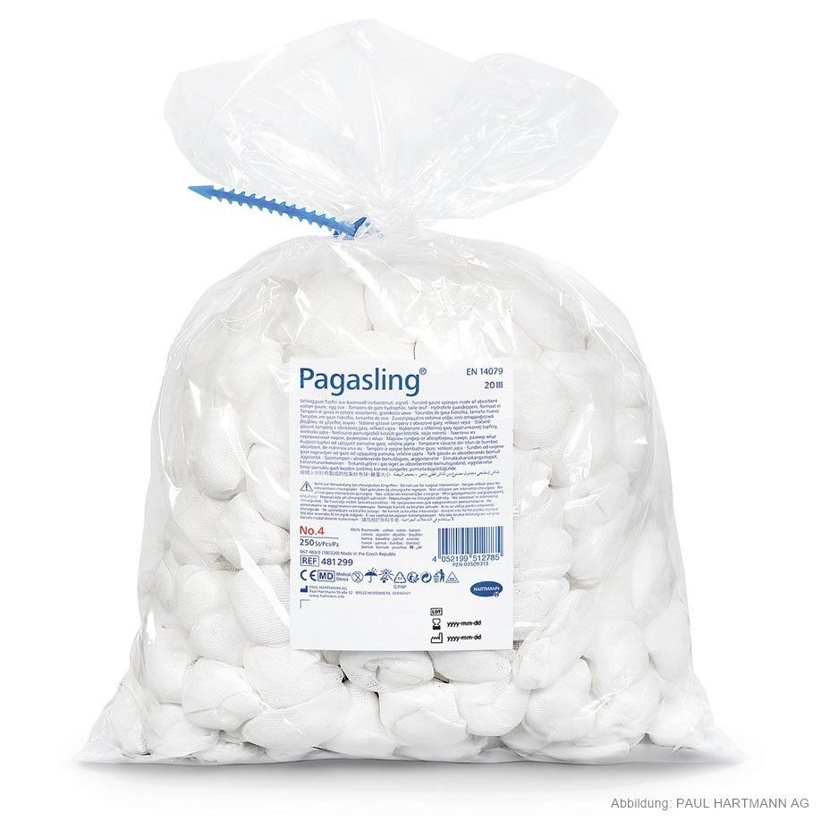 Pagasling Schlinggazetupfer, unsteril, eigross, Gr. 4, 4 x 250 Stück