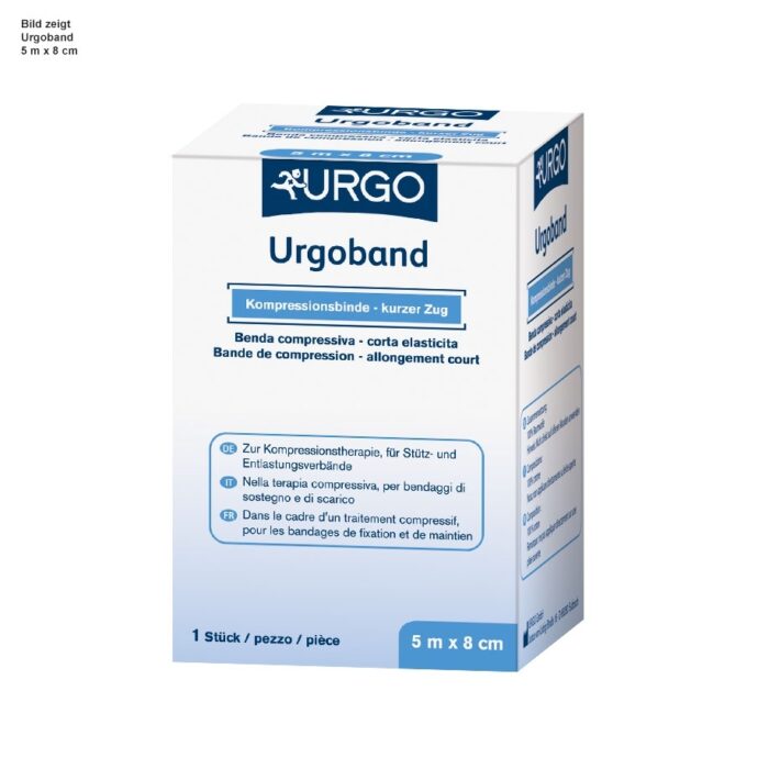 Urgoband Kurzzugbinden, 5 m x 8 cm, hautfarben, 10 Stück