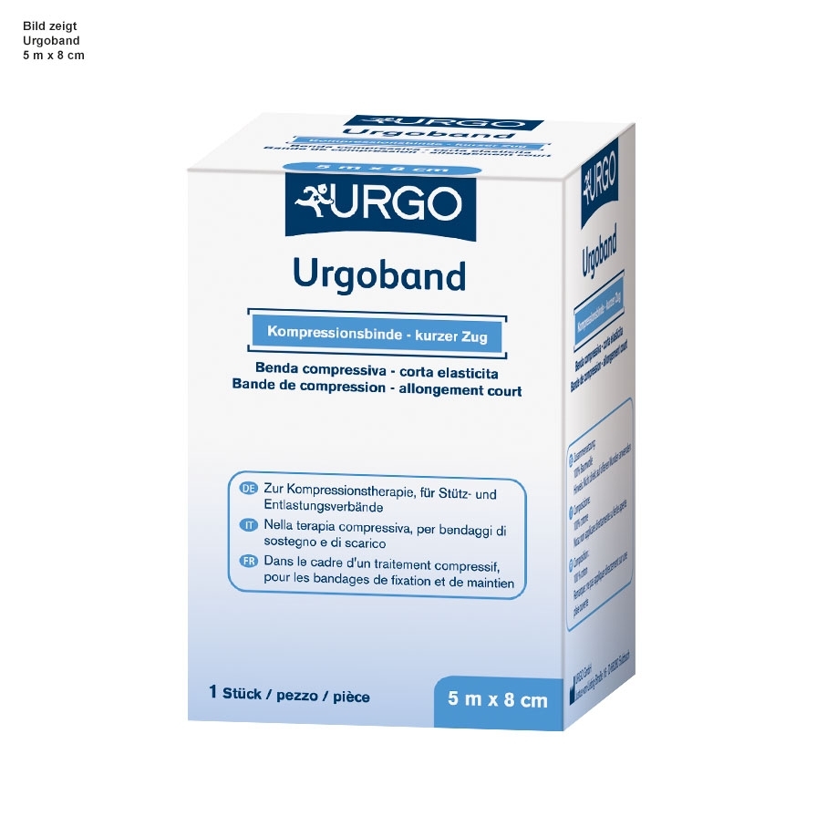 Urgoband Kurzzugbinden, 5 m x 10 cm, hautfarben, 10 Stück