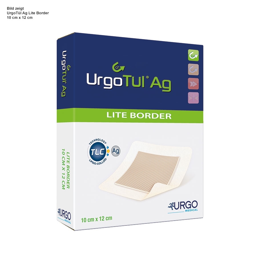 URGOTül Ag Lite Border, 10 cm x 12 cm, steril, 10 Stück
