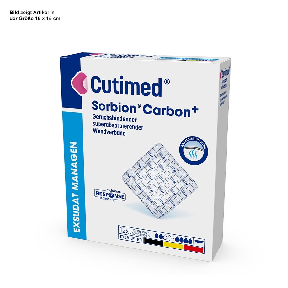 Cutimed Sorbion Carbon+, 15 x 15 cm, steril, 12 Stück