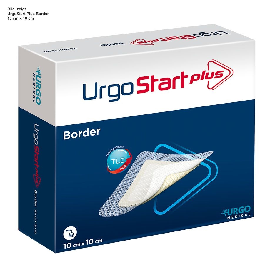 URGOStart Plus Border Wundschnellverband, 8 cm x 8 cm, steril, 10 Stück