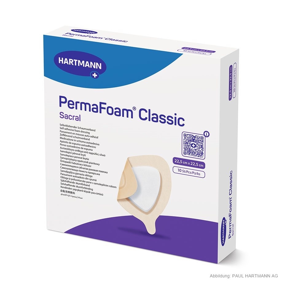 PermaFoam Classic Sacral Schaumverband, 22,5 cm x 22,5 cm, steril, 10 Stück