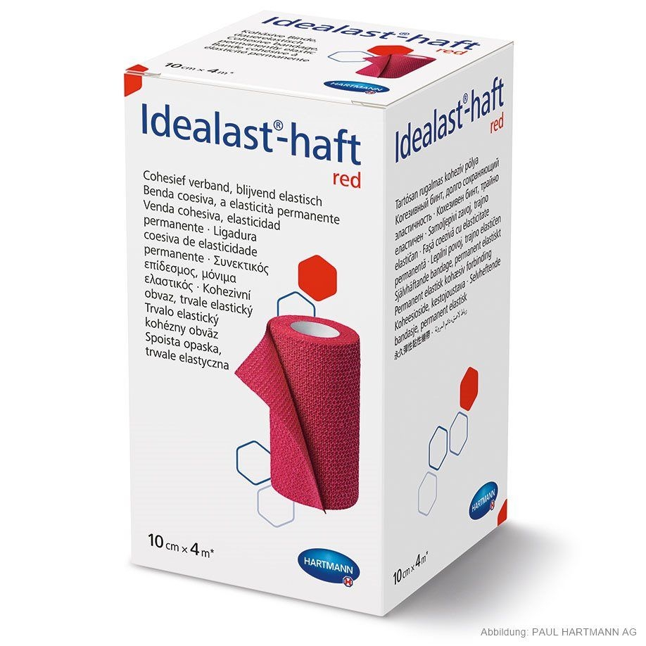 Idealast-haft color Binde latexfrei, 4 m x 10 cm, 1 Stück, rot