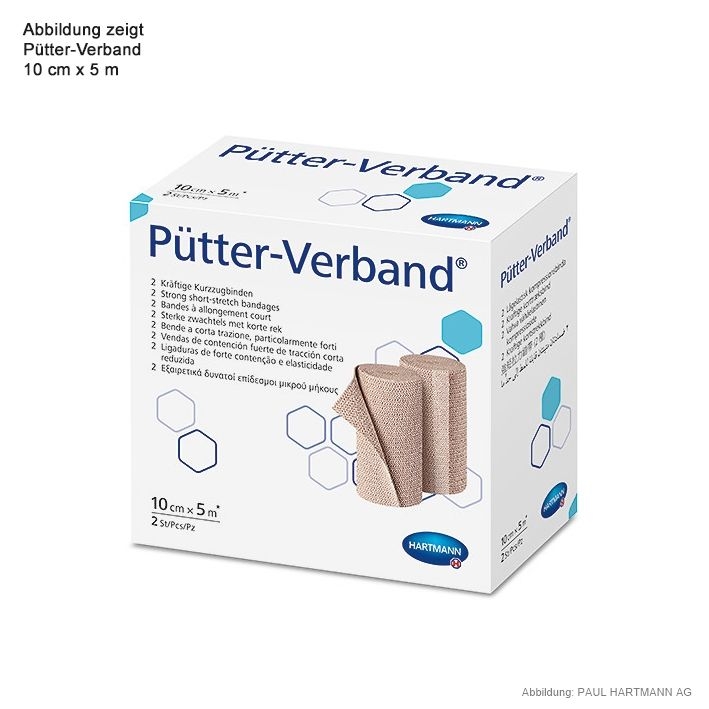 Pütter Verband, 5 m x 8 / 10 cm, hautfarben, 2 Stück