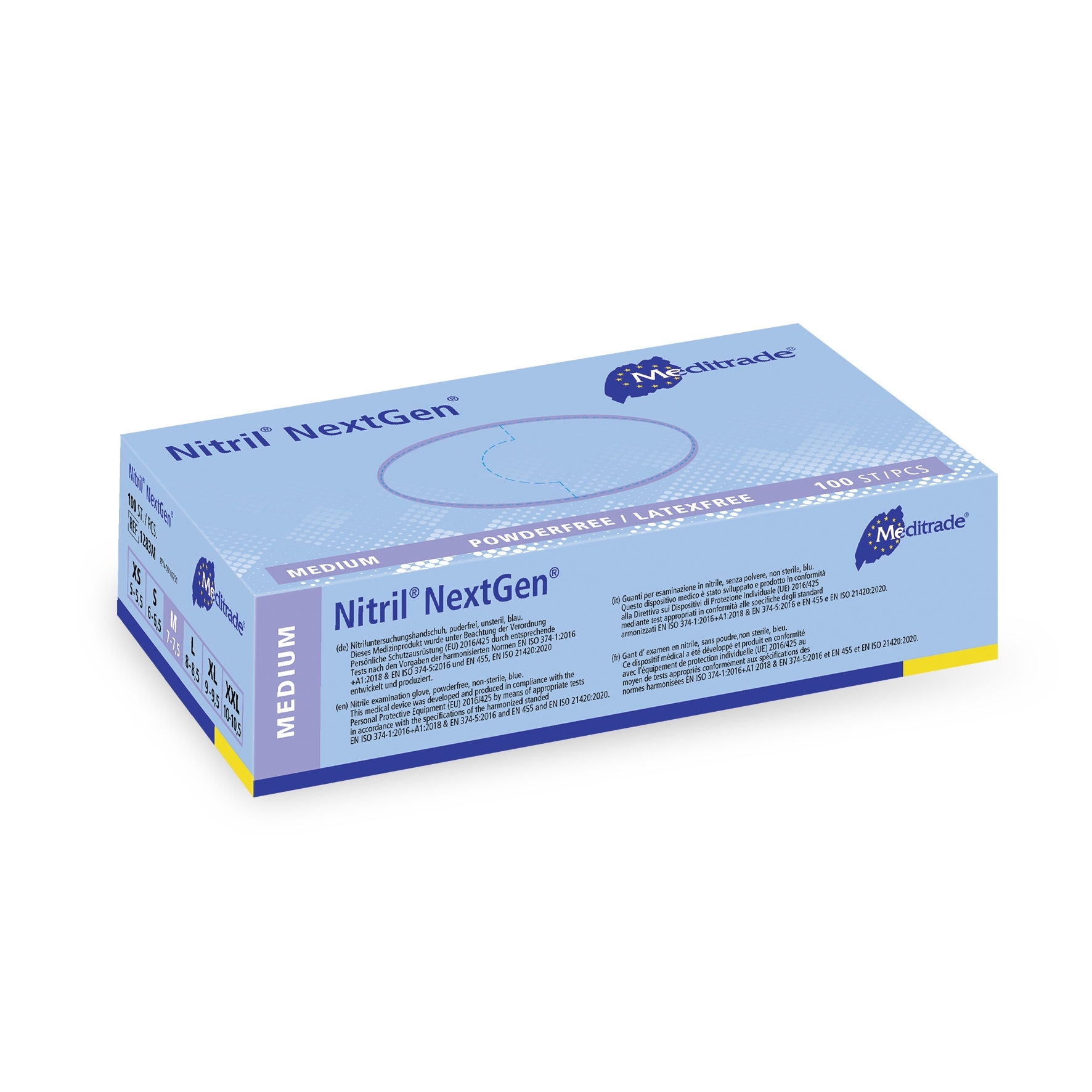 Nitril Next Gen, blau, Gr. M, latexfrei, puderfrei, unsteril, 100 Stück