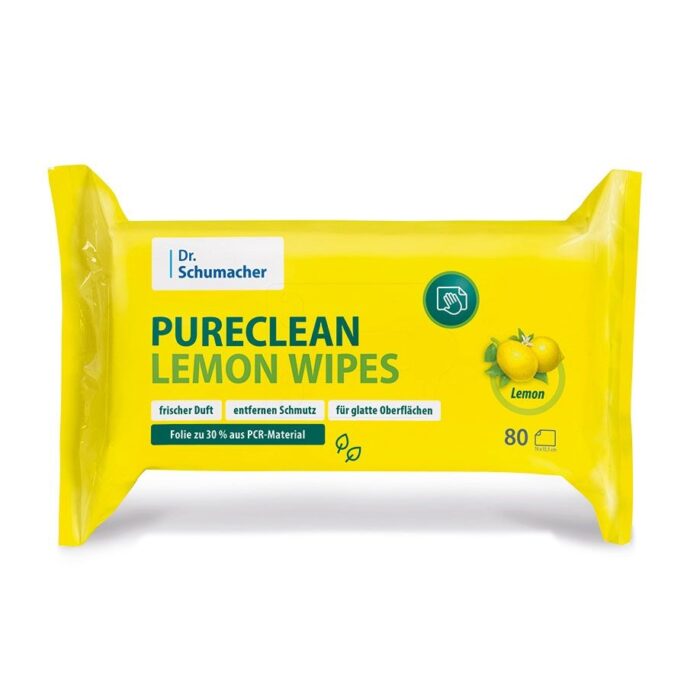 Pureclean Lemon Wipes, feuchte Allzwecktücher, 80 Tücher
