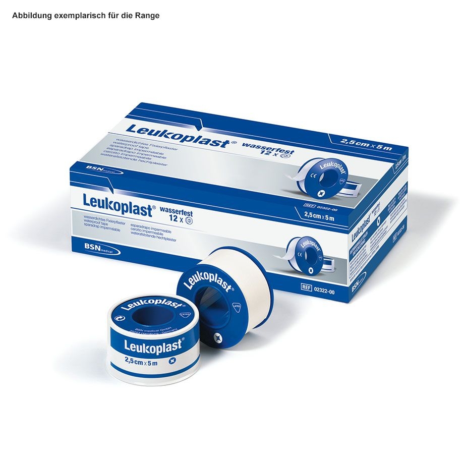 Leukoplast wasserfest Rollenpflaster mit Schutzring, 5 m x 2,5 cm, weiss, wasserfest, 1 Rolle