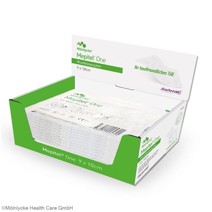Mepitel One, 9 cm x 10 cm, Silikon Netzverband Spender, 70 Stück