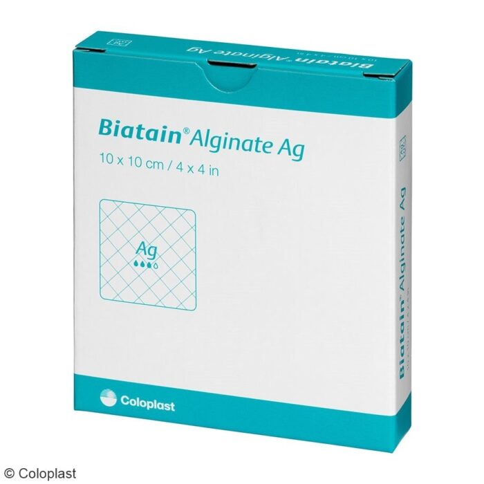Biatain Alginate Ag Kompressen, 10 cm x 10 cm, steril, 10 Stück