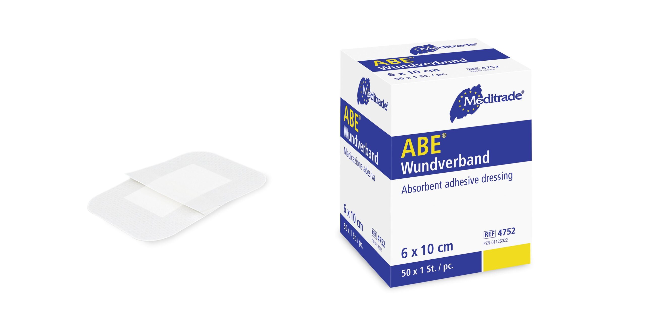 ABE Wundschnellverband, steril, 6 cm x 10 cm, weiß, 50 Stück