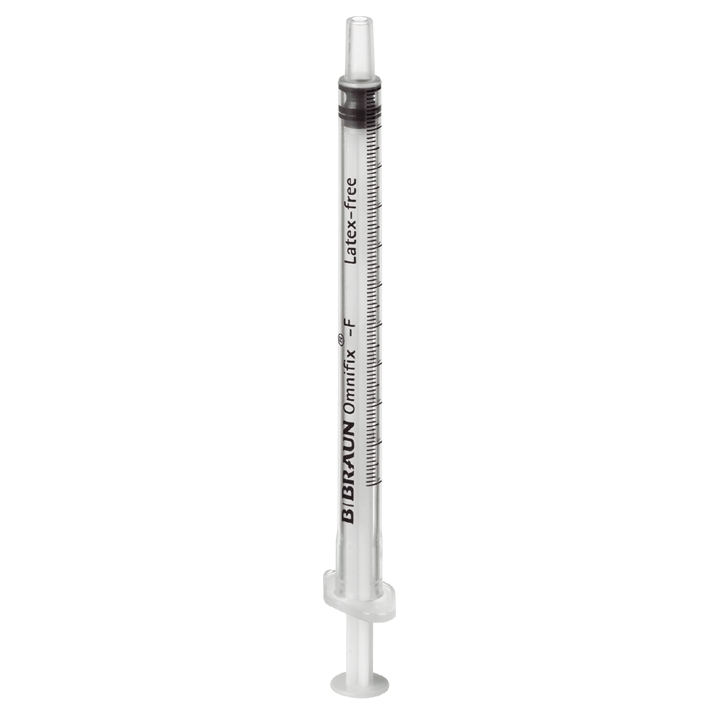 Omnifix F, Einmalspritzen, 1 ml, ohne Kanüle, Luer-Ansatz, 3-teilig, 100 Stück
