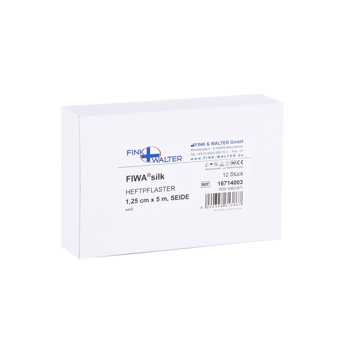 FIWA silk, 1,25 cm x 5 m, 12 Rollen