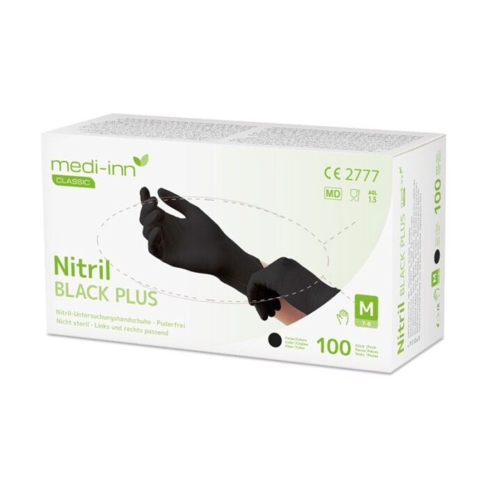 Nitril Black Plus, Nitrilhandschuhe, puderfrei, unsteril, schwarz, Gr. S, 10 x 100 Stück