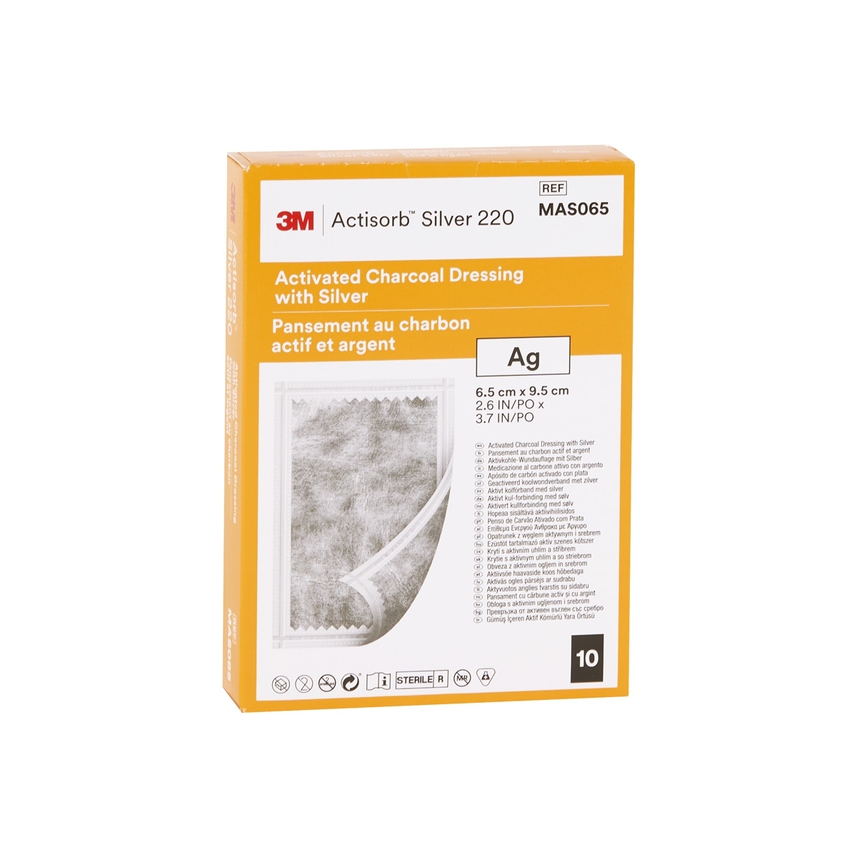 Actisorb 220 Silver, 9,5 cm x 6,5 cm, steril, 10 Stück