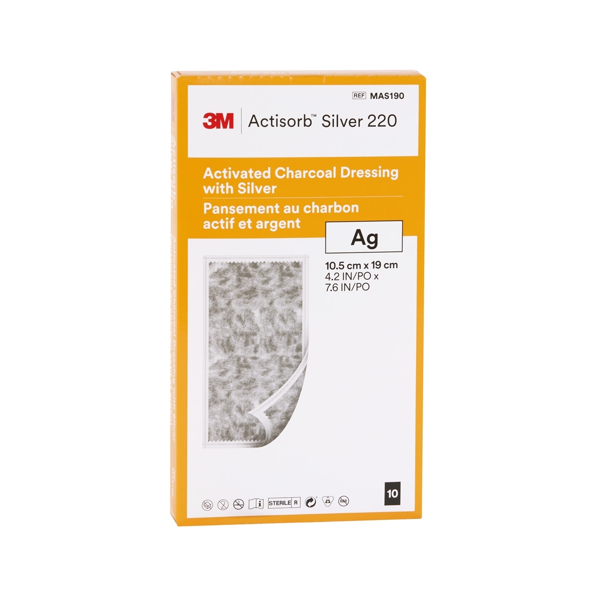 Actisorb 220 Silver, 19,0 cm x 10,5 cm, steril, 10 Stück