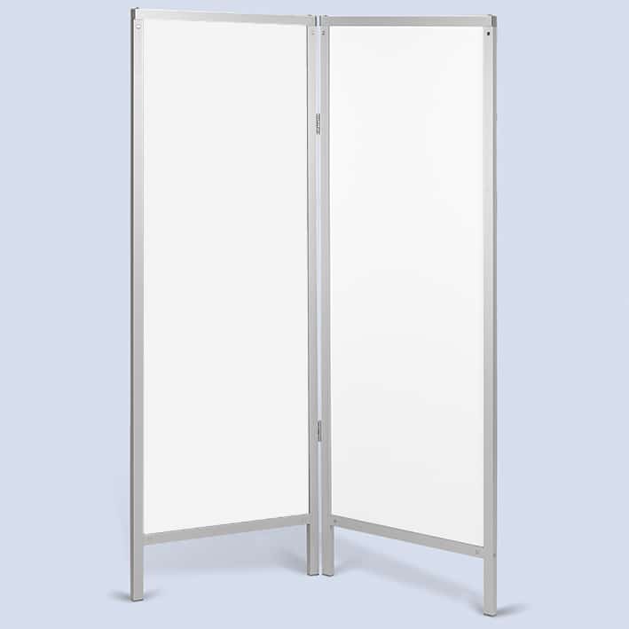 Wandschirm 2-flügelig, Farbe: weiß/weiß